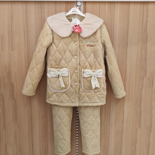 都市丽人睡衣LH31L2女士三层夹棉加厚娃娃领保暖蓄热开扣家居服