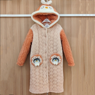 都市丽人睡衣LH31M1女士三层夹棉加厚长款连帽长袖长裤家居服套装