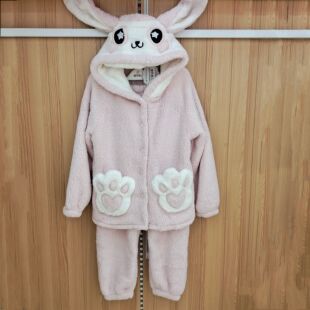 都市丽人女士睡衣LHT1T3卡通连帽开衫长毛绒柔软亲肤保暖家居服