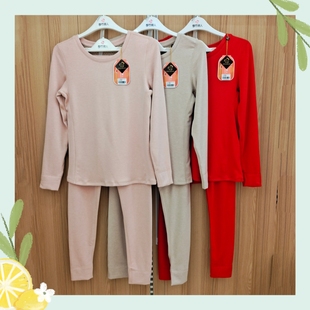 都市丽人女士秋衣秋裤LWH1C2黑金轻羽绒圆领舒适柔软亲肤保暖套装