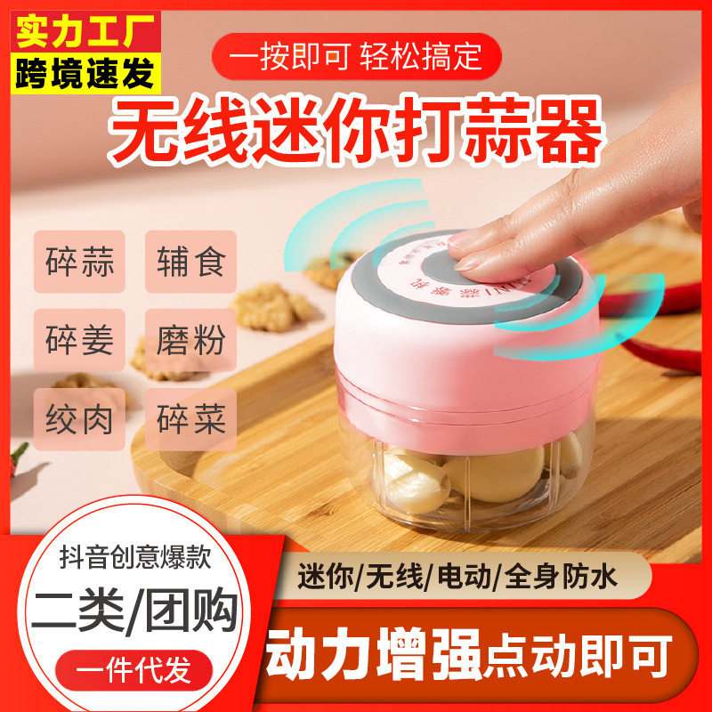 家用切菜电动蒜泥机蒜泥器打蒜蓉捣蒜器婴儿迷你料理机宝宝辅食机