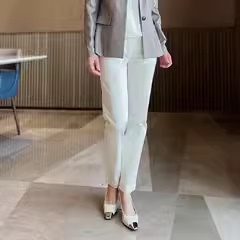 小脚裤女 九分裤夏季薄款修身 丝滑泽光棉弹 纯黑色白色红色