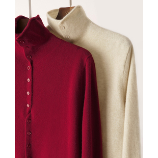 YouYoung悠扬|阿拉善绒四穿羊绒衫 老钱风新设计纽扣立领polo开衫