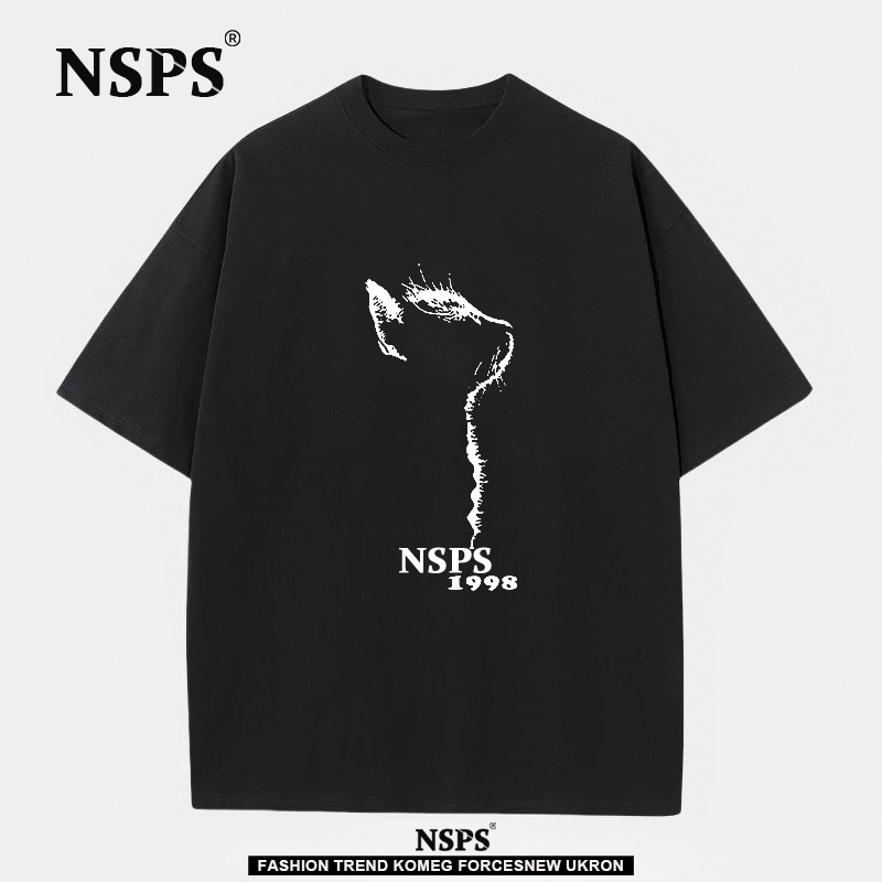NSPS官方联名特大码300斤男女装潮牌猫咪宽松百搭流行短袖t恤男士