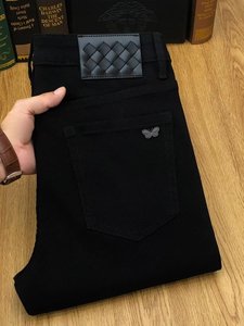 欧洲站黑色牛仔裤男春秋新款高端潮牌小脚休闲弹力修身耐磨长裤子