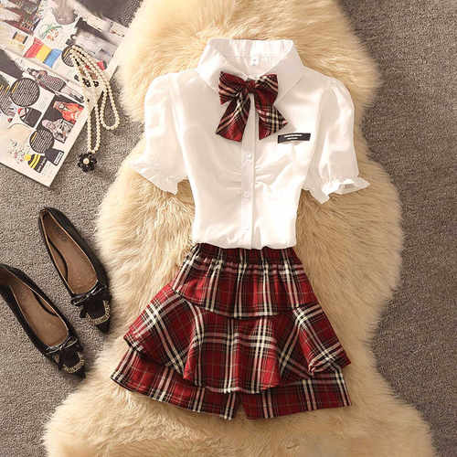 学院风套装女夏季2026新款jk制服衬衫百褶裙两件套小个子穿搭减龄