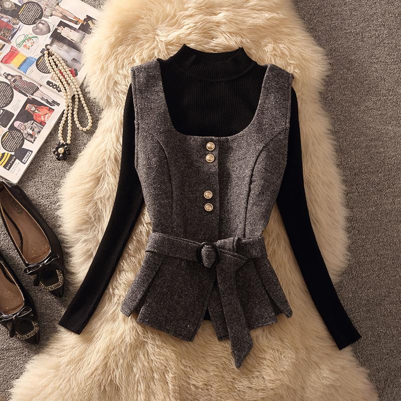 2025秋冬新款韩系穿搭显瘦修身高级感马甲时尚小香风坎肩女套装