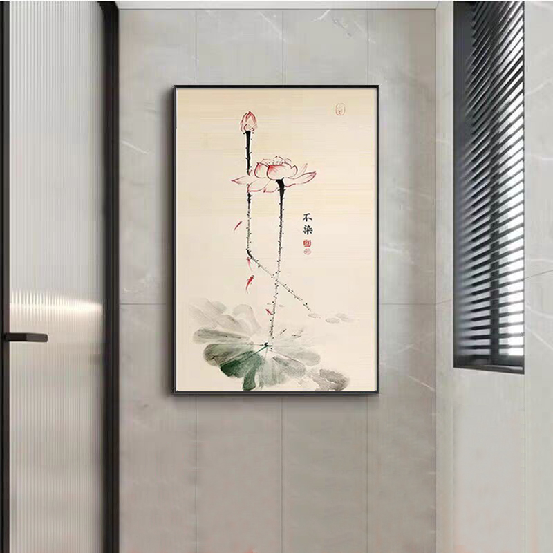 莲花净秽图卫生间装饰画现代简约洗手间风水画荷花挂画餐厅墙壁画图片