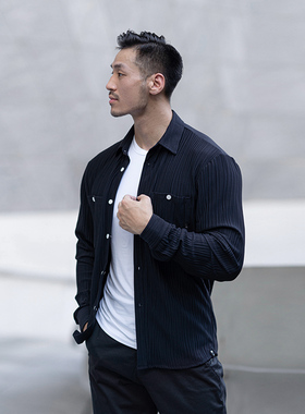 EVENSO Intention褶皱工艺弹力衬衫 秋季外套泡泡纱上衣夹克薄款