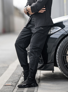 EVENSO 宽松弹力休闲运动裤 梭织速干束脚健身裤男 防风户外长裤