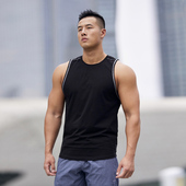 T恤显肌肉健身服男 弹性无袖 EVENSO Sweat散边撞色线棉感运动背心