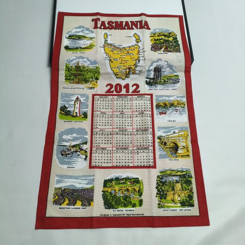 [挂布]tea towel茶巾瑕疵染色塔斯马尼亚2012年纪念日历