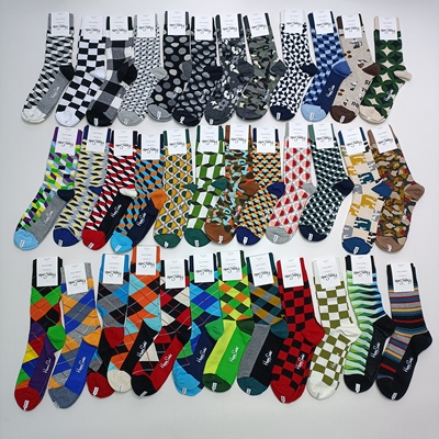 41-46码商务几何男袜86%棉中筒袜秋冬款不支持七天无理由退货