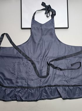 法式围裙宽度双层裙摆雅致灰蓝色外贸日单任意2件包邮