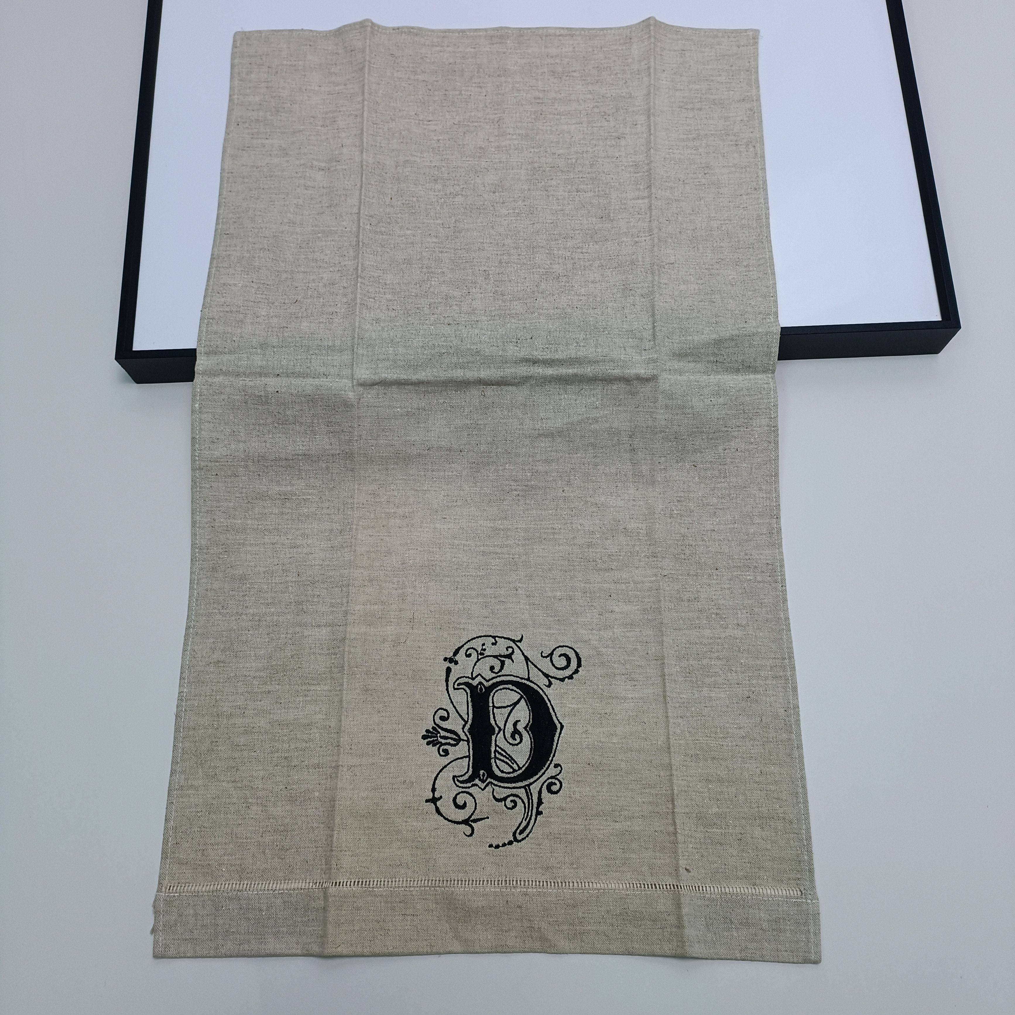 瑕疵库存浮尘污渍亚麻本色黑色字母刺绣棉麻小方巾餐巾满30元包邮,居家布艺,餐巾,淘宝优惠券,粉丝福利购,淘宝优惠卷