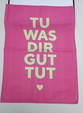 粉黄色德语你对自己好一点纯棉挂布画装饰布盖布外贸任意2件包邮