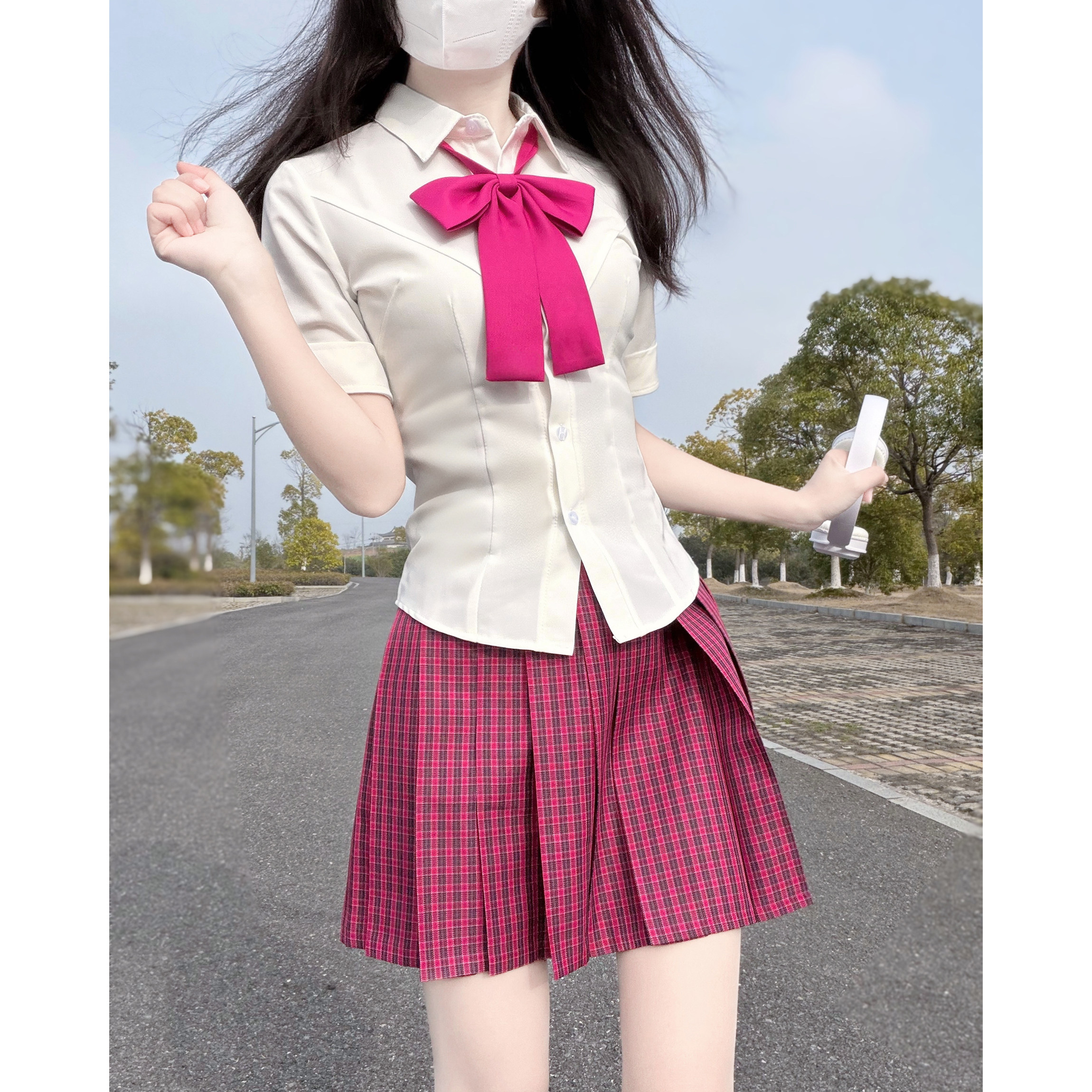 一整套妙氏JK制服正版原创格裙短袖弹力衬衫套装学生校供JK格裙子