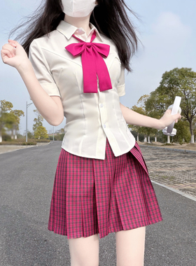 一整套妙氏JK制服正版原创格裙短袖弹力衬衫套装学生校供JK格裙子