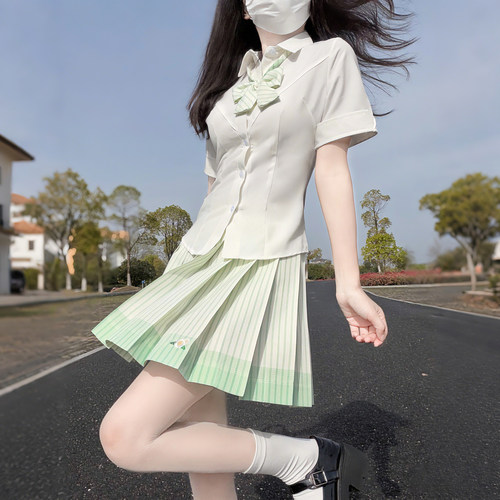 妙氏原创格裙jk制服正版刺绣百褶裙校供感甜妹学院短裙半身裙日系