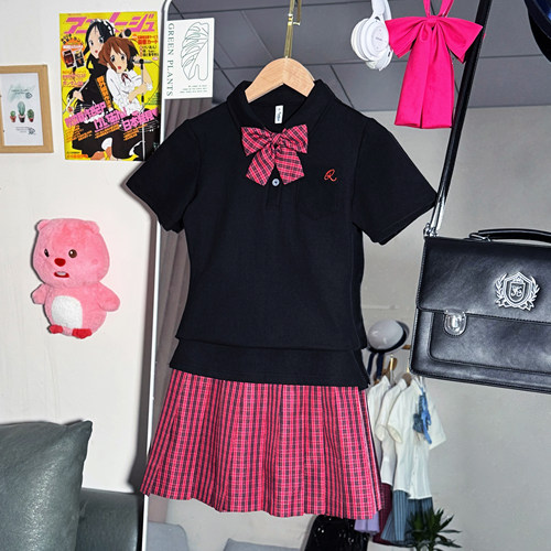 一整套原创JK制服polo衫格裙套装