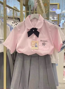 妙氏原创正版泰系衬衫JK制服女学生衬衣夏季毕业班服泰国校服上衣