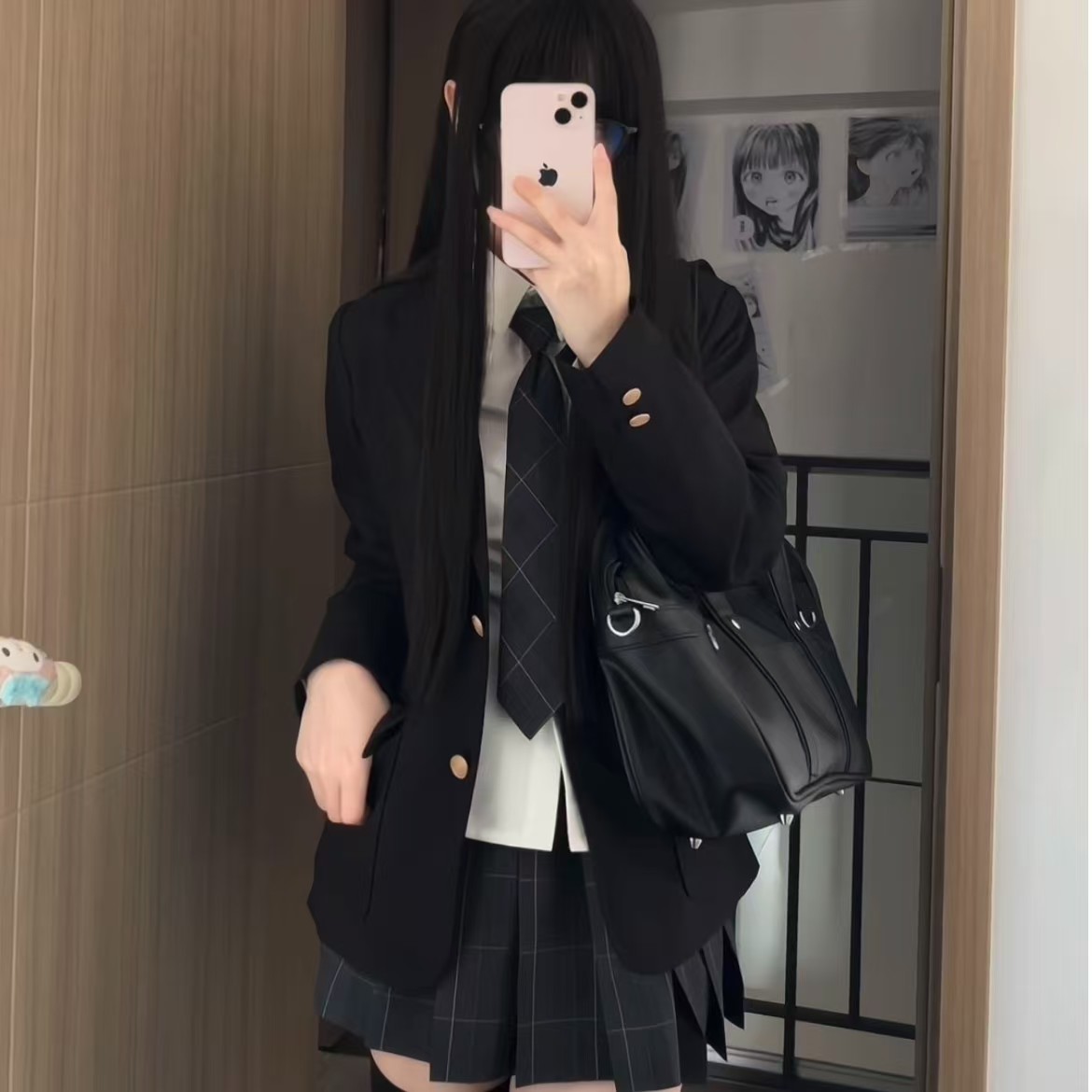妙氏原创黑色西装外套正版jk支付秋冬套装学院风校供感大码女西服