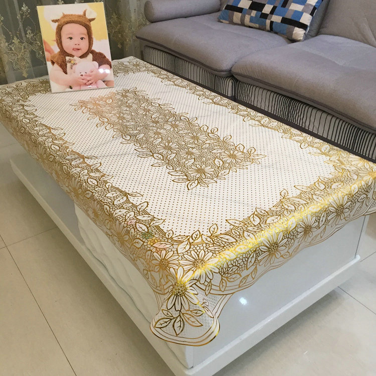 简约烫金pvc茶几垫免洗塑料桌布