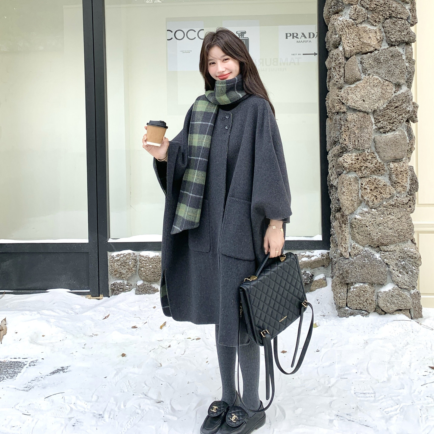现货25冬两面穿双面呢斗篷大衣2D152-526-P320K479,女装毛呢外套,2D152