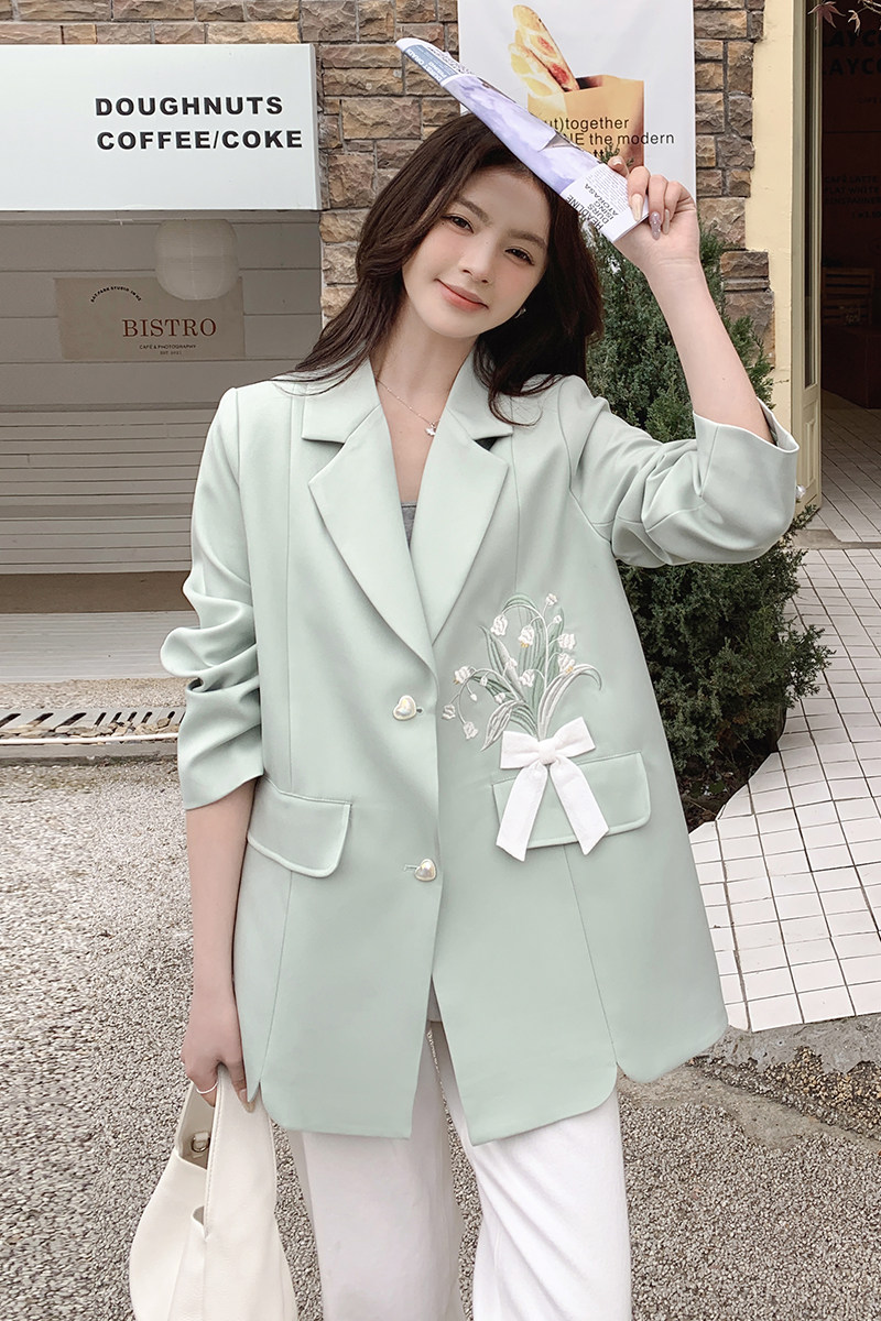 26春新款甜美绣花蝴蝶结西装外套2D152-509-P155K218,女装西装,2D152