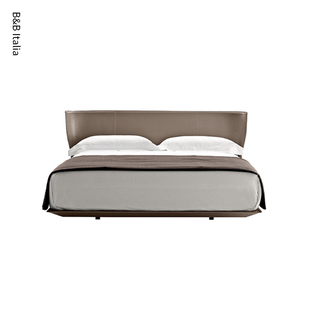 意大利进口正版 B&B Italia 意式极简Alys马鞍皮主卧双人床