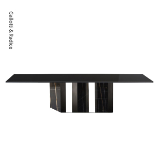 意大利进口正版 Gallotti&Radice 意式 Platium 餐桌玻璃大理石