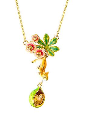 珐琅可爱老鼠宝宝吊坠项链