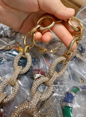 欧美外贸库存尾货孤品处理不退换品牌原单牌子货满钻宝石夸张项链