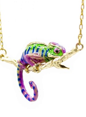 变色龙吊坠女童话风珐琅