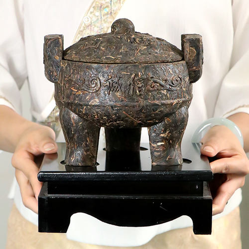 普洱茶工艺品茶雕摆件诚信鼎茶礼