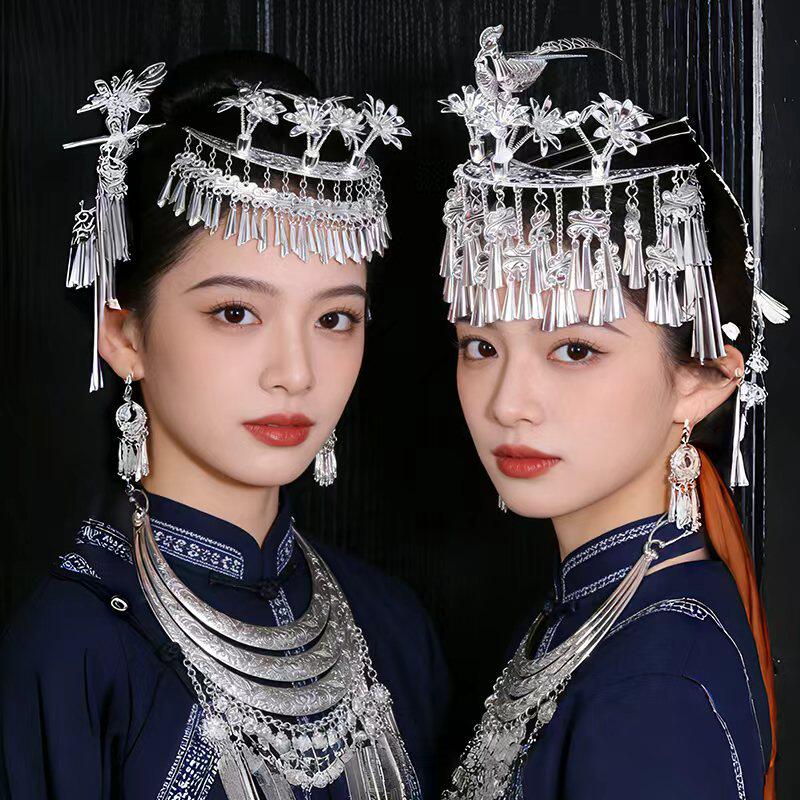 苗族银饰头饰女古风少数民族凤凰发簪流苏步摇新加厚