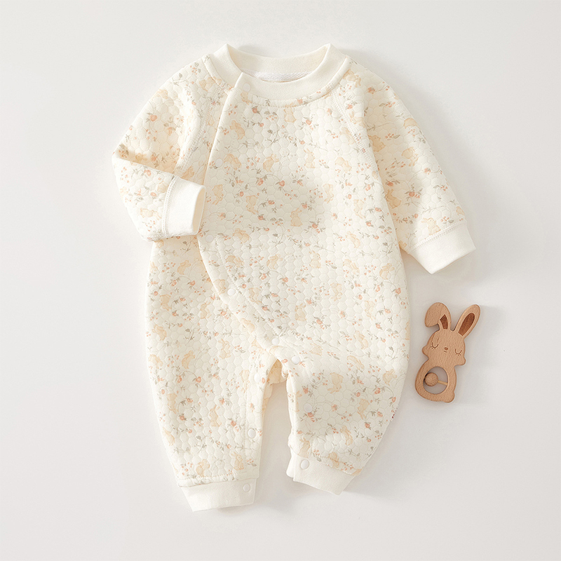 婴儿连体衣秋冬款保暖夹棉加厚新生儿宝宝衣服a类纯棉春秋装哈衣