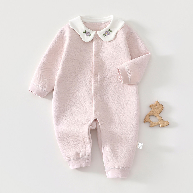 婴儿衣服a类纯棉冬装初生女宝宝连体衣新生儿保暖夹棉秋冬季哈衣