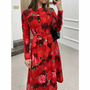 ‘红玫瑰’小立领玫瑰花大摆裙5501 花滿林