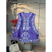 花滿林‘熊猫宝宝’正襟盘扣重工刺绣漳绒真丝桑蚕丝马夹261688