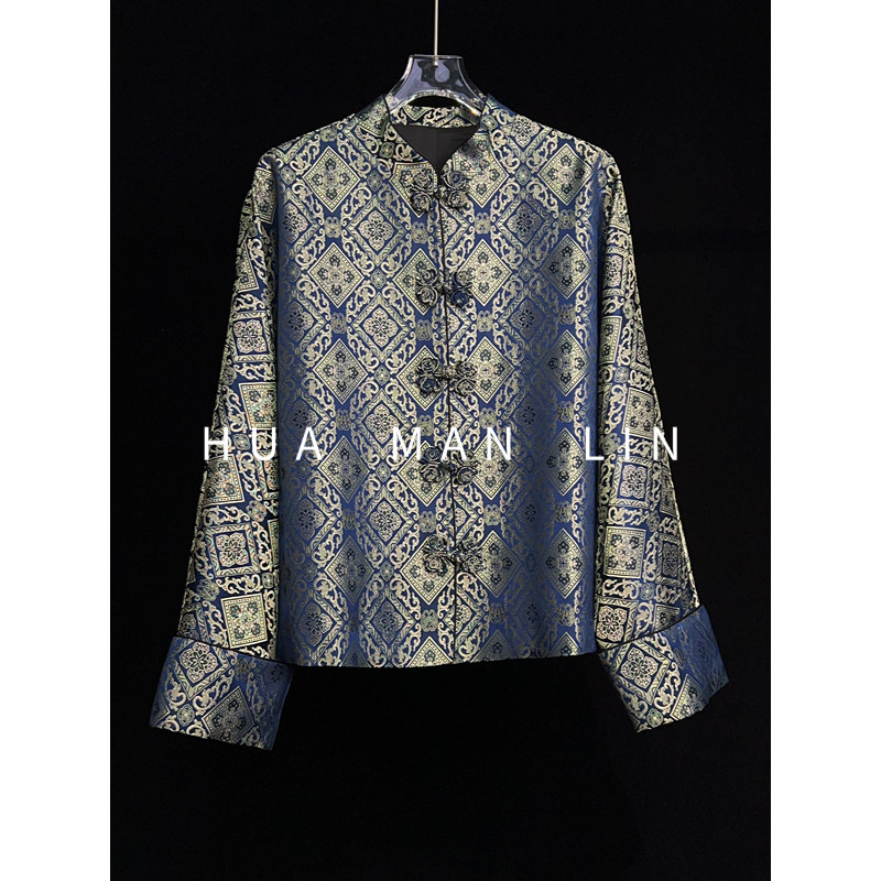 【花满林】小立领手工盘扣卷袖桑蚕丝外套259823