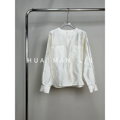 【花滿林】圆领贴袋双宫桑蚕丝长袖上衣259646