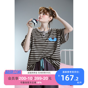 休闲简约可外穿家居服B yso 酷猫系列 睡衣女夏套装 女同款