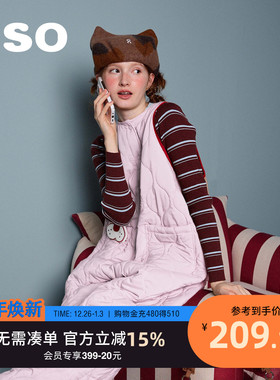 yso【酷猫系列】睡衣女秋冬新款工装夹棉背心款连体家居服连体衣D