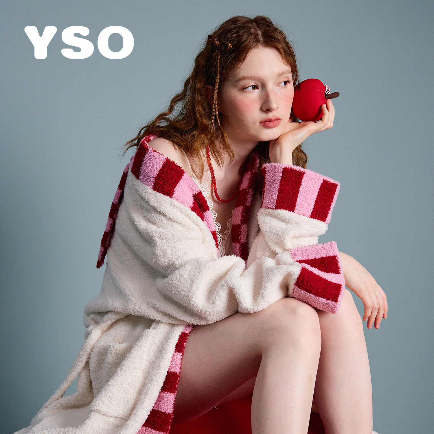 yso【礼物系列】睡衣女秋冬新款睡袍浴袍女粉红少女心家居服睡袍D