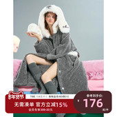 灰色睡袍女冬款 yso 礼物系列 加绒睡衣女甜美兔子浴袍可外穿D