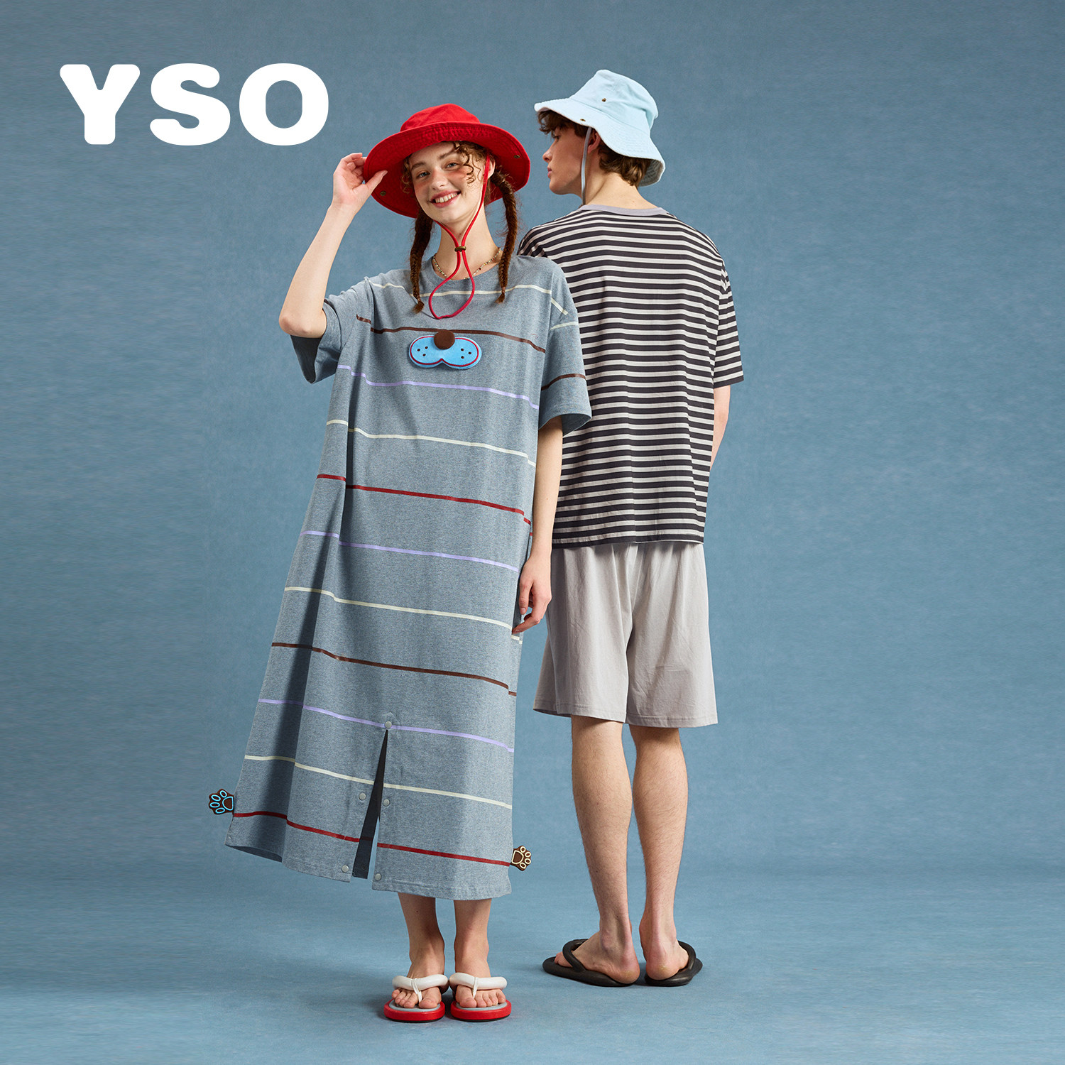 yso【酷猫系列】情侣睡衣春夏款短袖短裤男女款可外穿家居服套装B,淘宝优惠券,粉丝福利购,淘宝优惠卷