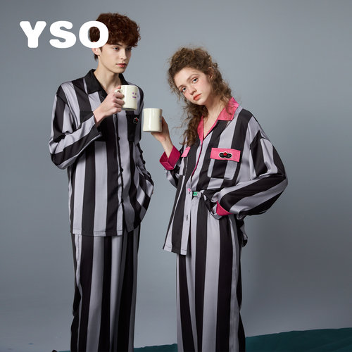 YSO春季条纹翻领家居服套装