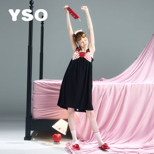 YSO夏季蝴蝶结无袖睡裙