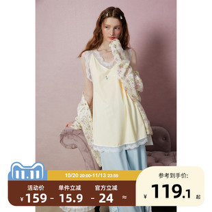 yso【礼物系列】睡衣女夏季蕾丝吊带睡裙阔腿裤组合家居服套装B